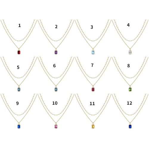 Collier pierres de décembre à double couche et pendentif rectangulaire