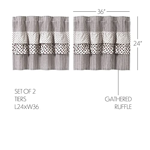 VHC-Brands-Florette-Ruffled-Patchwork-Curtain-Tier-Brown-24×36-Set-of-2 VHC Brands Florette Ruffled Patchwork Curtain Tier Brown 24×36 Set of 2