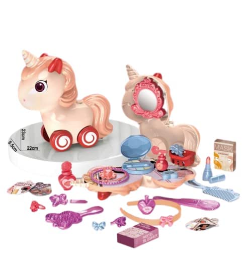 Sardarji Toy Shop 3 in1 Unicorn Child Dresser Set,D.I.Y,Hanging Like Purse, Moving by Cord, Toy for Kids Dresser Pretend Play Makeup Accessories Play Set of 30 pcs