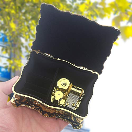 Rosiking Blue Rectangle Emboss Alloy Metal Music Box Wind Up Antique Jewelry Musical Boxes Christmas Birthday Valentine's Day Gifts Plays Anastasia-Once Upon A December #TOP5