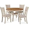 New classic furniture mitchell 5 piece dining set with 1 table and 4 chairs beige and brown  urban country home decor