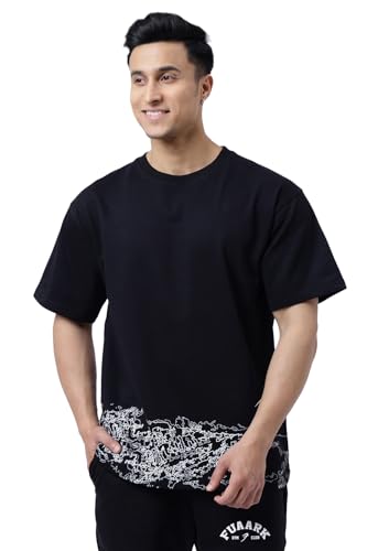Image of FUAARK Mens Monster Truck Half Sleeve Cotton Oversized Fit Printed Gym Workout & Casual T-Shirt