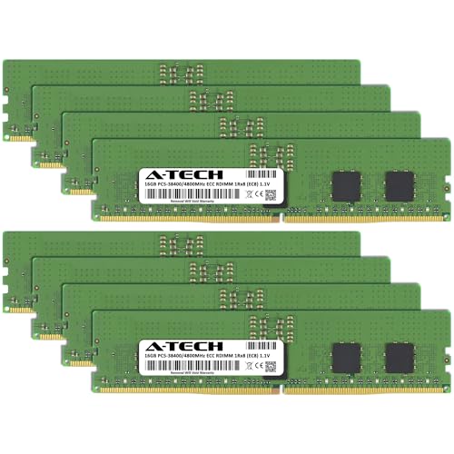 Image of A-Tech 128GB Kit (8x16GB) DDR5 4800MHz PC5-38400 ECC RDIMM 1Rx8 (EC8 10x4) Single Rank 1.1V ECC Registered DIMM 288-Pin Server RAM Memory Upgrade Modules (A-Tech Enterprise Series)