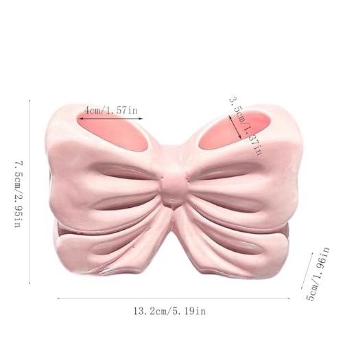 Bow Toothbrush Holder, Cute Ceramic Toothbrush Holder, Bow Personalized Decoration, Ceramic Bow Shaped Toothbrush Holders, Bathroom Countertop Accessories, for Bathroom Home(Pink)