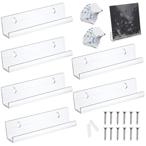Soporte para discos de pared para dormitorio y dormitorio flotante sin perforar, soporte de pared para vinilos