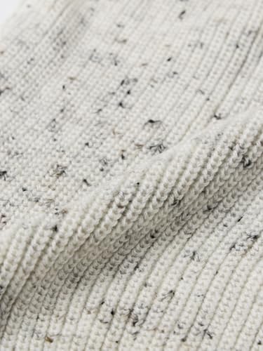 Image of The Souled Store Souled Originals: Cookies & Cream Men and Boys Full Sleeves Hooded Spread Collar Off White Graphic Applique Acrylic Blend Oversized Fit Zip-Up Knitted Sweater