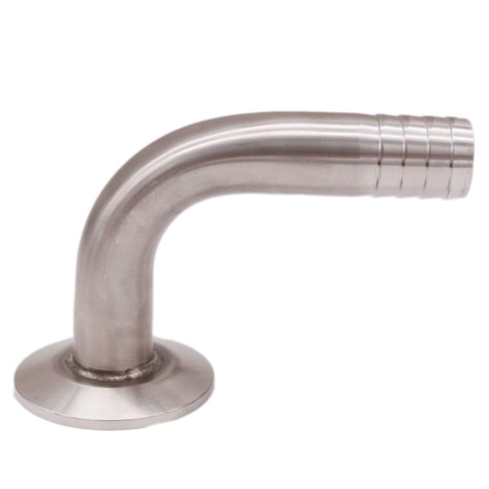 Raccord pour tuyau d'arrosage， Tuyau à trois pinces de 1.5 "X 3/4" avec coude à 90 °, diamètre extérieur de 50.5mm, sanitaire en acier inoxydable 304, matériel de bière et d'artisanat for brassage à d