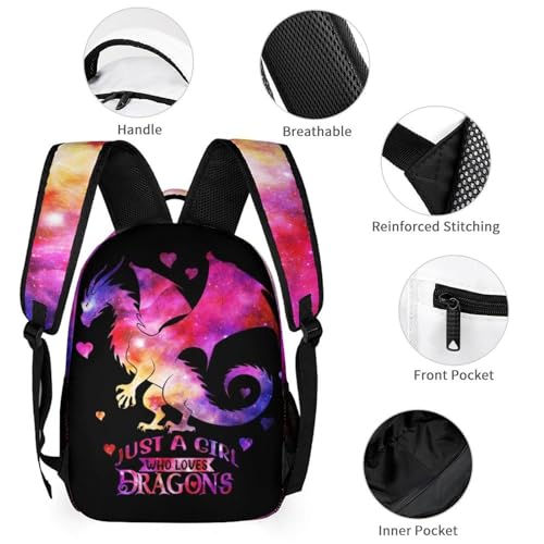 Dragon Backpack with Lunch Box & Pencil Case, 16 Inch Cute Dragon Bookbag for Kids Girls Boys School, School Backpack for Students Children, Lightweight, Large Capacity3
