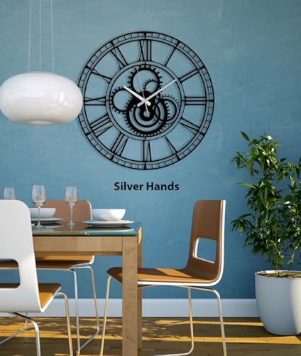 Image of Stylish Metal Analog Wall Clock for Living Room, Bedroom, Office, Kitchen, Home and Hall | Antique Fancy Big Size Modern Wall Watch for Home Decor (DA-190, 50CM)