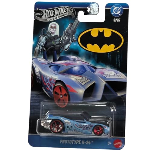 Image of Hot Wheels Toy Car, Batman-Themed 1:64 Scale Batman Prototype H-24 Die-Cast Vehicle, Popular Hero or Villain Casting from the Global Franchise