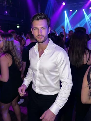 Image of BEYOUNG Regular Fit Formal Satin Shirt for Men | Full Sleeves | Men's Stylish Satin Silk Shirt | Formal Shirt | Buttondown Collar | Satin Solid Shirt for Men