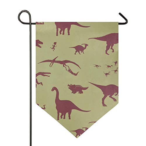 Montoj - Papel pintado de dinosaurio verde, diseño de bandera de jardín vertical de doble cara para decoración al aire libre, poliéster, 1, 12x18.5in