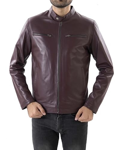 Image of Jild Classical Single Piece Lambskin Leather Jacket Men - Everyday Wear Snap Tab Collar Men's Motorcycle Leather Jacket