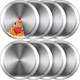 Thenshop 8 Pieces 5.5 Inch Pizza Pans Bulk Stainless Steel Sets Round Bakeware Pizza Trays for Oven Kitchen Baking Home Restaurant Safe Sturdy Reusable Easy Clean (Matte Silver)