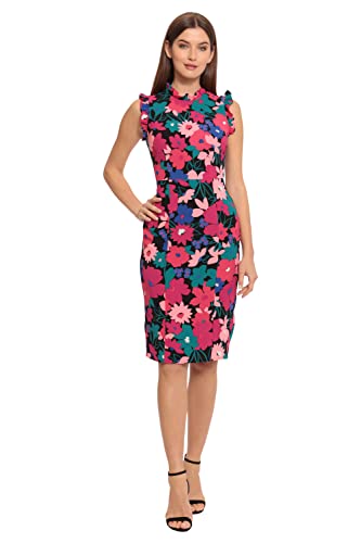 Image of Maggy London Womens Ruffle Neck and Armhole Sheath Dress