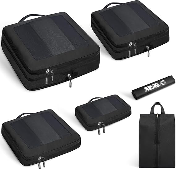 6pcs Compression Packing Cubes for Travel, Lightweight Vacation Travel Essentials, Travel Accessories for Suitcase Organizer Bags Set, Durable Luggage Organizer