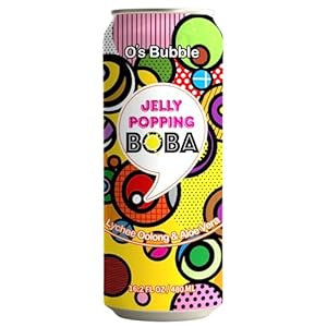 O’s Bubble Lychee Oolong Tea with Popping Boba and Aloe Vera, 16.2 oz (Pack of 12)