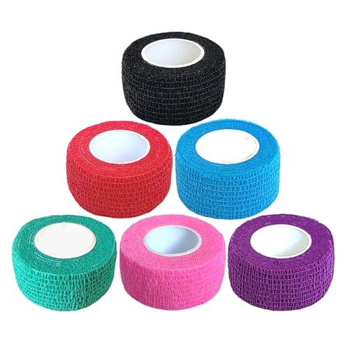 Baisunt 6 Pack 1 Inches Cohesive Bandage Self Adhesive Wrap Elastic Self Adherent Vet Wrap Breathable Self Stick Tape for Wrist Ankle Sports Tatoo Wrap(5 Yards Multi Colors)