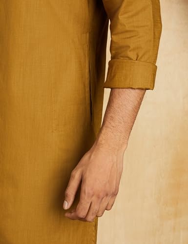 Image of Amazon Brand - Symbol Men's 100% Cotton Solid Long Length Casual Kurta - Regular Fit (Available in Plus Sizes)