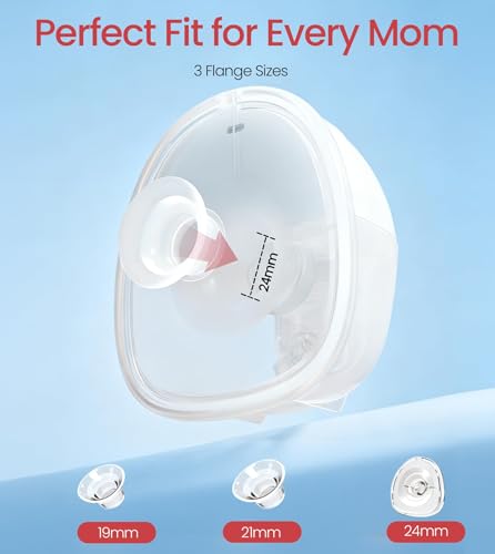Image of NCVI Breast Pump Hands Free, Wearable Breastfeeding Pump with Strong Suction, 1400mAh Long Battery, 4 Modes & 9 Levels, Discreet Ultra-Quiet Portable Wireless Pump, 19 /21 /24mm Flange Inserts, 2 Pack