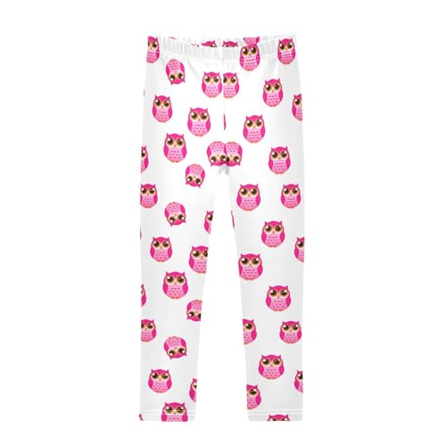 Girls Leggings Size 4T Cartoon Pink Owls Breathable Stretchy Tights Girl Yoga Pants for School Dance
