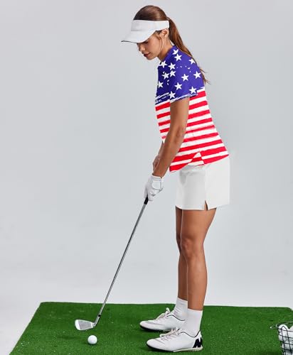 Image of PINSPARK Womens Golf Shirt Short Sleeve Polos UPF 50+ Collared Tennis Tops