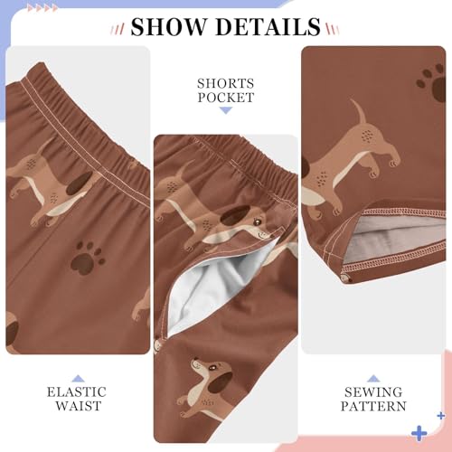 Boys' Pants Dachshund Dog Paw Print Long Bottoms Jogger Pants Elastic Waist Trousers with Pockets S-XL4