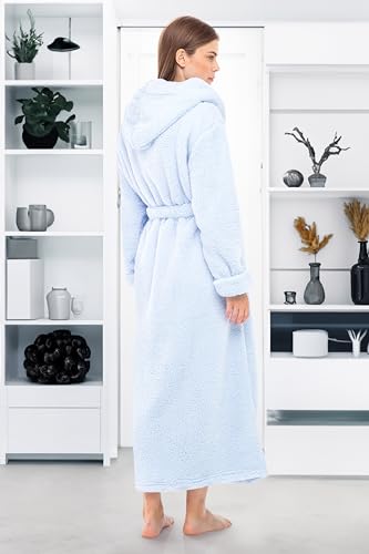 Image of Alexander Del Rossa Womens Fluffy, Fuzzy Robe for Women,Women's Long Hooded Robes, Plus Size