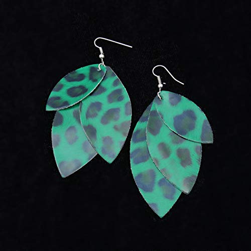 Boucles d'oreilles grand format motif léopard rose blanc - 6