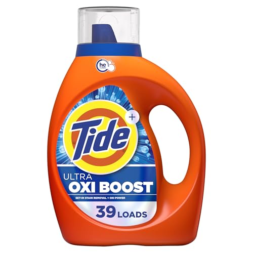 Image of Tide Ultra Oxi Boost Liquid Laundry Detergent, 55 fl oz, 39 Loads, Advanced Stain Remover, Laundry Detergent Liquid with Extra Oxi Power