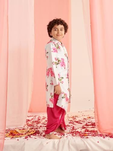 Pspeaches Boys Floral Printed Regular Kurta With Dhoti Pants (15-16Years)