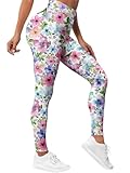 PAGYMO Leggings for Women Printed Womens Funny Gym Yoga Pants Floral Legging Watercolor Flowers, Medium, Wlg-030442