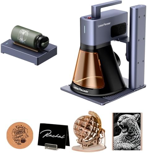 LaserPecker LP2 Plus Laser Engraver – 10W Portable 4000mm/s High-Speed Machine for DIY Gifts, Logos, Home Decor & Tumblers, Rotary Engraving & Cutting on Wood, Leather & Coated Metal