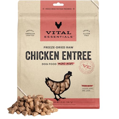 Vital Essentials Freeze Dried Raw Dog Food Chicken Mini Nibs Entree 25 oz