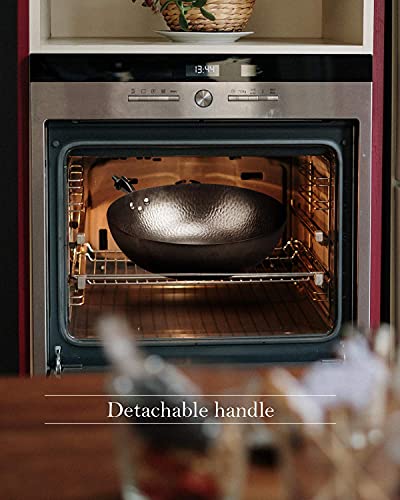 BIELMEIER-Wok-Pan-125-Woks-and-Stir-Fry-Pans-with-lid-Carbon-Steel-Wok-with-Cookware-Accessories-Wok-with-Lid-Suits-for-all-StovesFlat-Bottom-Wok