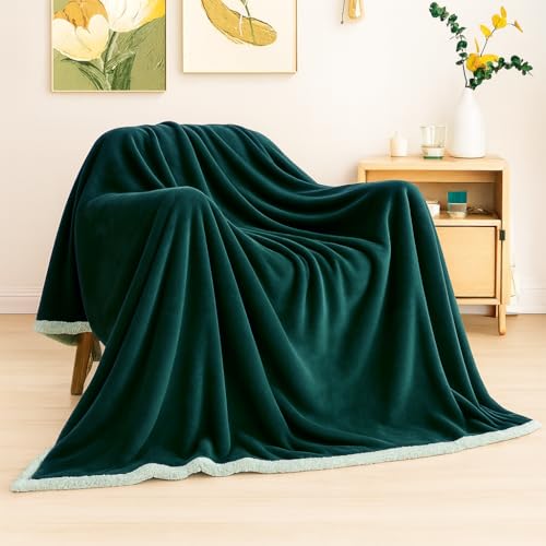 Image of VAS COLLECTIONS Premium Sherpa Flannel Blanket | 460 GSM Ultra-Soft Plush Heavyweight Blanket | Warm & Cozy Winter Comforter for Bedroom - (Grren, 58x88 Inches, Single (2300 g))
