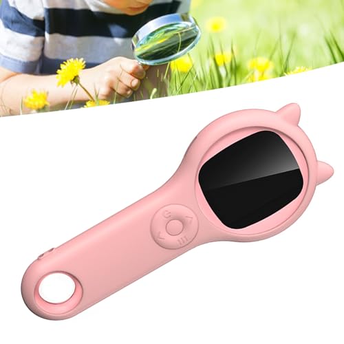 Image of Handheld Digital Microscope, Pocket Magnifying Glass for Students Kids with 2.0in Color Screen, 500x Magnification, 2MP, 8 Adjustable LED Lights, Compatible with OSX (Pink)