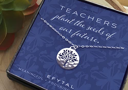 EFYTAL Gifts for Teacher, 925 Sterling Silver Tree of Life Necklace, Thank You Gift for Teachers, Necklace Jewelry for Her - Image 6