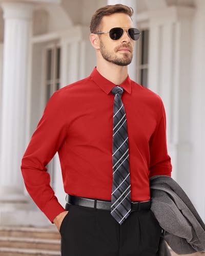 Image of Alimens & Gentle Men's Dress Shirts Long Sleeve Wrinkle Free Stretch Business Casual Wedding Button Down Shirt