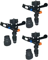 Kit 3 Aspersor de Impacto 3/4 Pol Irrigação Canhão 360º para Horta, Pasto e Jardim