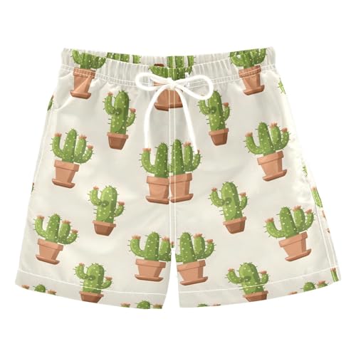 ALAZA Tropical Blossom Cactus Flower Floral Boys Quick Dry Beach Board Shorts Kids Swim Trunks Bathing Suit Swimsuit 3T