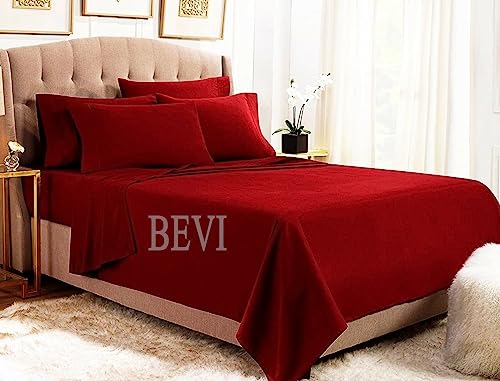 Image of BEVI Bedsheet for Double Bed 300 TC Flat Bedsheet with 2 Pillow Covers Size-(90 inchx95 inch) Plain Maroon