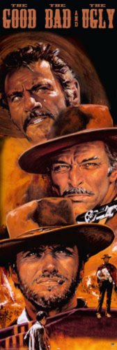 Poster de Puerta PLASTIFICADO. The Good The Bad and The Ugly (El bueno, el malo y el feo). Medidas aprox. 158 x 53 cm.