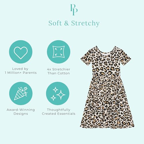 Posh Peanut Lana Leopard - Short Sleeve Basic Twirl Dress - 3-4 Years3