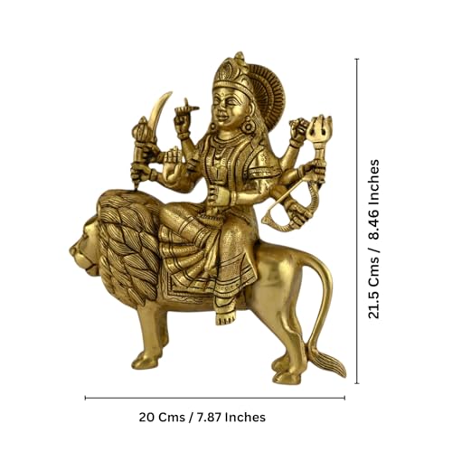Image of Brass Durga MATA Idol /Murti for Puja Height:- 8.4 Inch