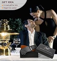 BULLIANT Gürtel Herren, Gürtel Ratsche Ledergürtel Automatikschließe für Herren Anzug Business Kleidung,Breit 35mm,Größe Angepasst(Schwarz-110cm/30-36" taille verstellbar) – Ansicht 9