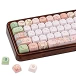 TIMSEKER 130 Keys Mint Green and Pink PBT Keycaps, Gradient Chinese Style Design, Five Side Dye Sublimation MOA Profile Keycaps for Mechanical Keyboard, Compatible with Cherry MX Gateron Kailh