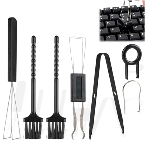 YAYNO 7 Piezas Kit de Extractor de Teclado Extracción de Teclas Extractor de Teclas Incluye Extractores Teclas y Interruptores, Pinzas, Cepillos de Limpieza y Extractor Eje Dual, para Mantenimiento