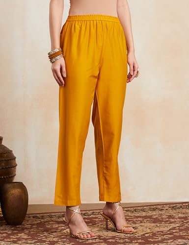 Image of Amazon Brand - Myx Women's Embroidered Kalidar Kurta Pant Set with Organza Dupatta (Available in Plus Sizes)