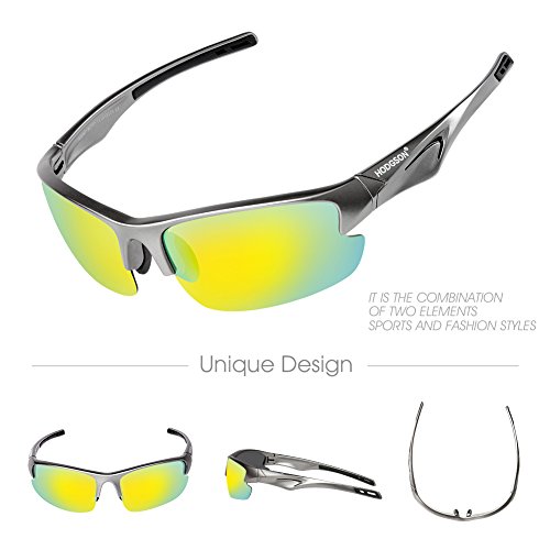 Polarized Sports Sunglasses for Men Women Cycling Fishing Outdoor Driving Golf Baseball Glasses TR Unbreakable (Gray-Orange) - Thumbnail 5